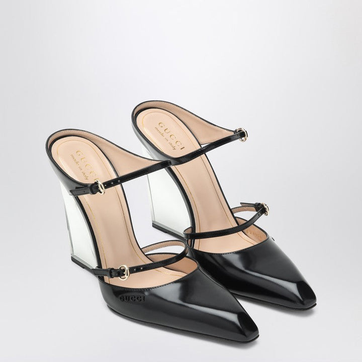 Gucci Black Sabots With Transparent Wedge Women