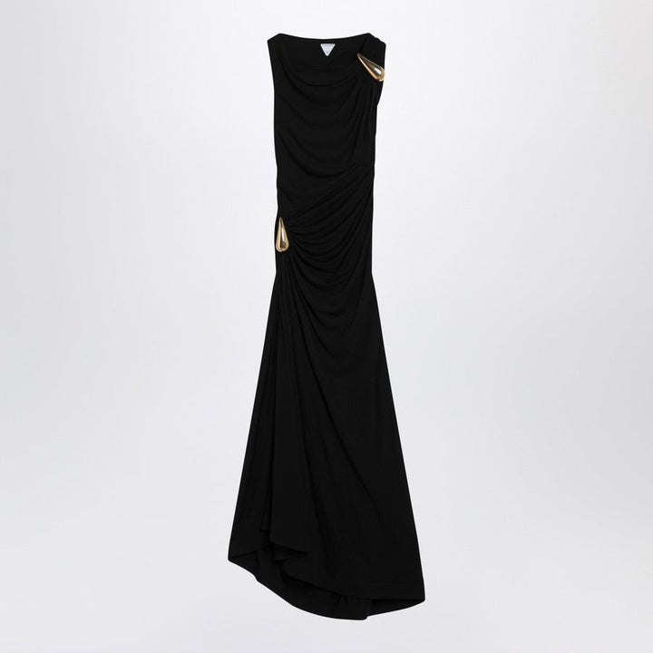 Bottega Veneta Women Long Black Dress With Drop Detail