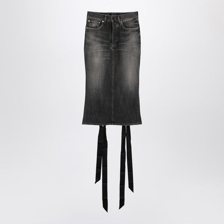 Balenciaga Skirt With Laces In Smoky Grey Denim Women