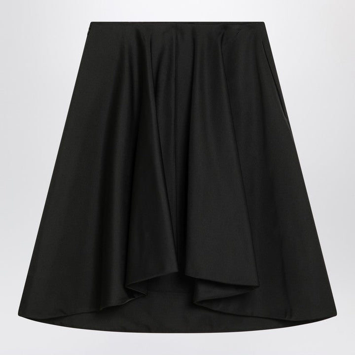 Alexander Mcqueen Flared Black Skirt In Silk Blend Women