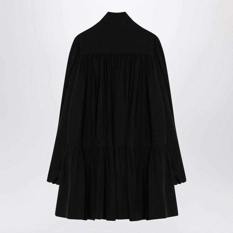 Saint Laurent Black Lavallière Dress In Silk Women
