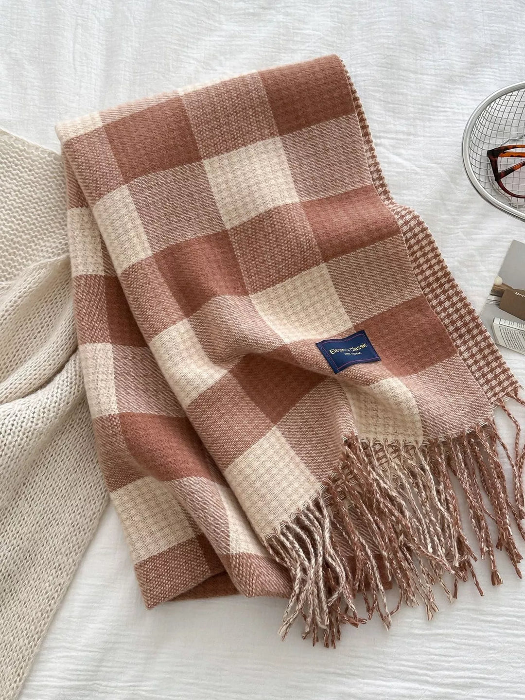 Plaid Tassel Winter Scarf