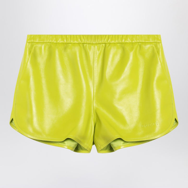 Gucci Lime Green Shorts In Leather Women