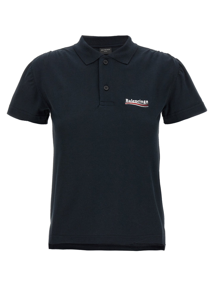 Balenciaga Women Logo Embroidery Polo Shirt