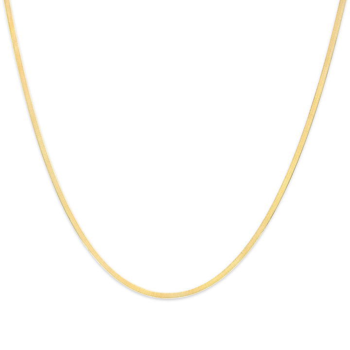 Unisex Solid 14K Yellow Gold 2.8mm Imperial Herringbone Chain Necklace - 18" Inches