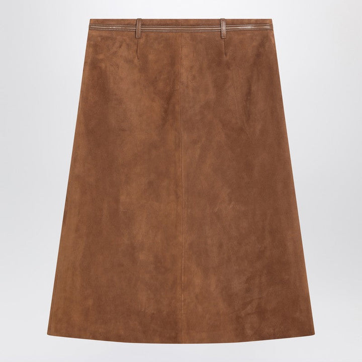 Gucci Brown Suede Skirt With Horsebit Detail Women