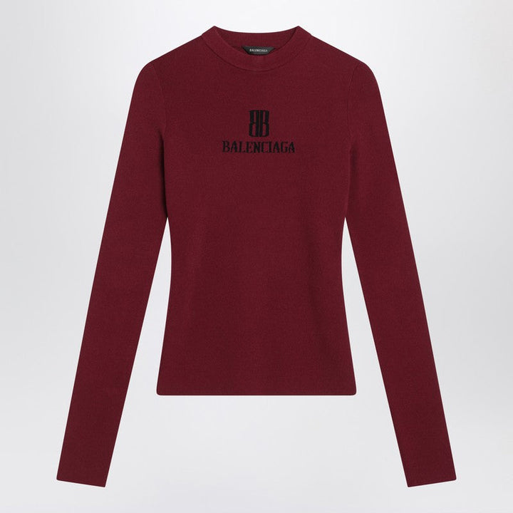 Balenciaga Ribbed Burgundy Nano Bb Sweater Women