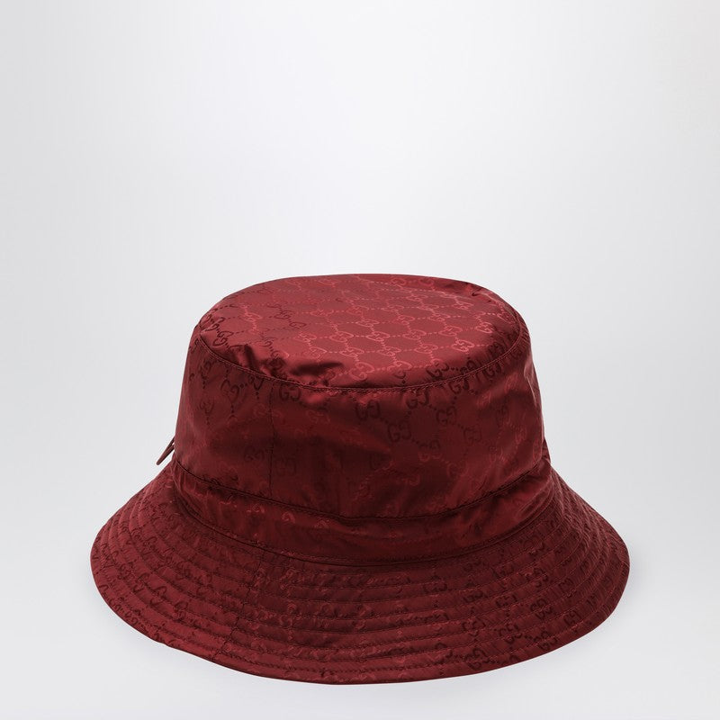 Gucci Reversible Burgundy Nylon Gg Hat Women