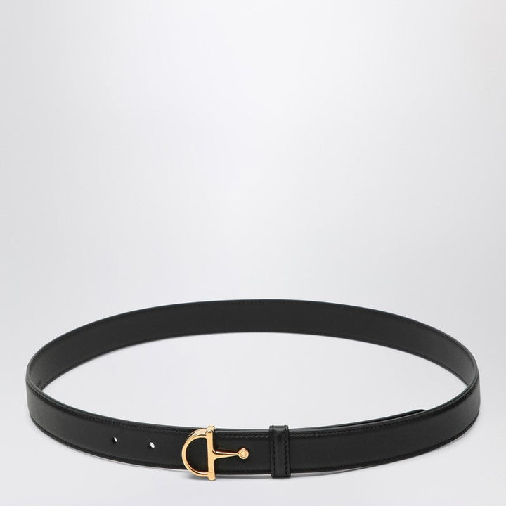 Gucci Black Thin Belt With Half Buckle Women