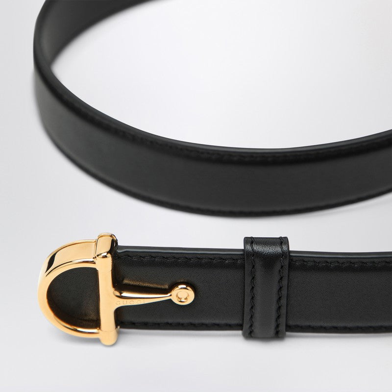 Gucci Black Thin Belt With Half Buckle Women