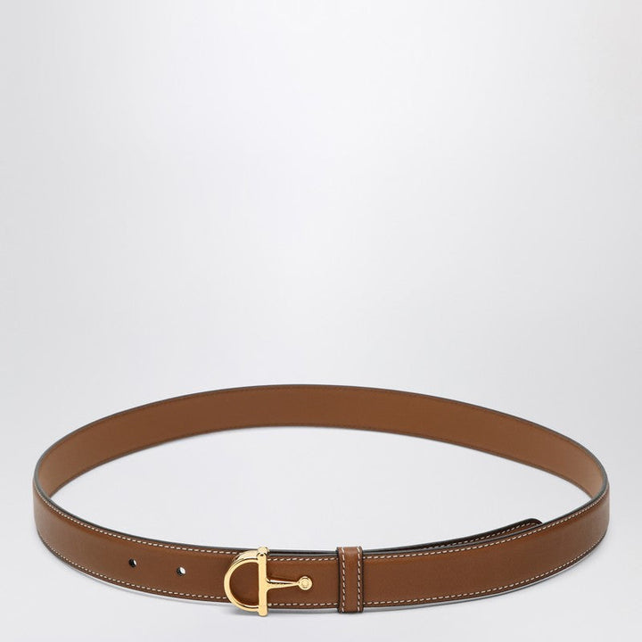 Gucci Slim Leather-Colored Belt With Half Buckle Women