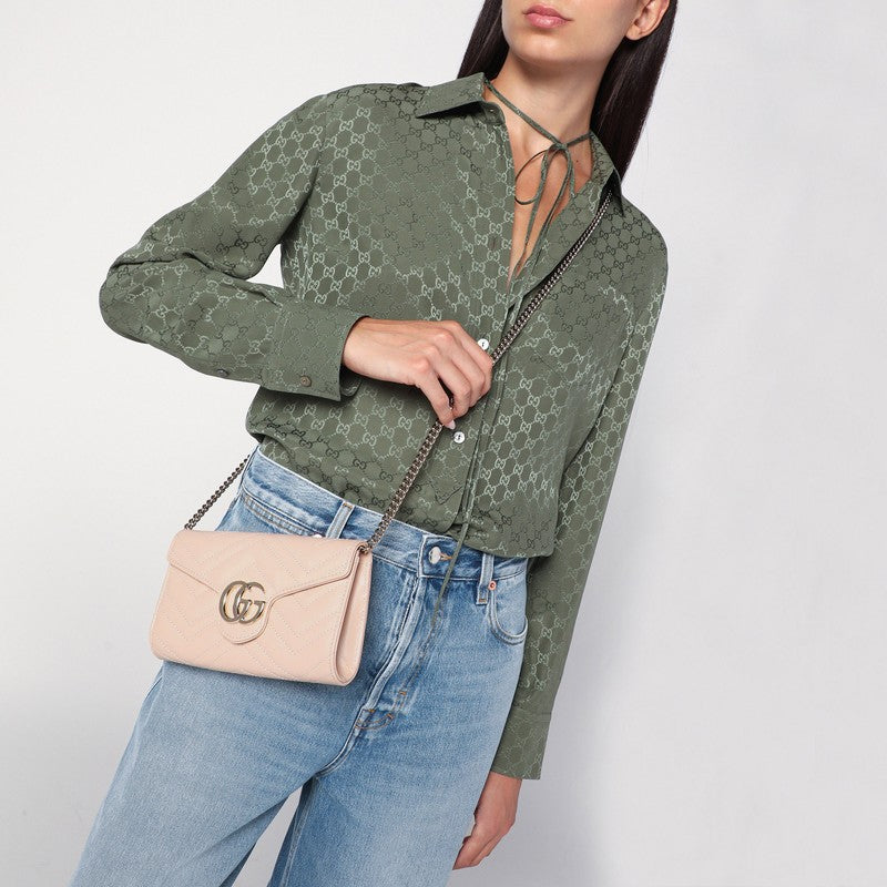 Gucci Gg Marmont Pink Wallet With Chain Women