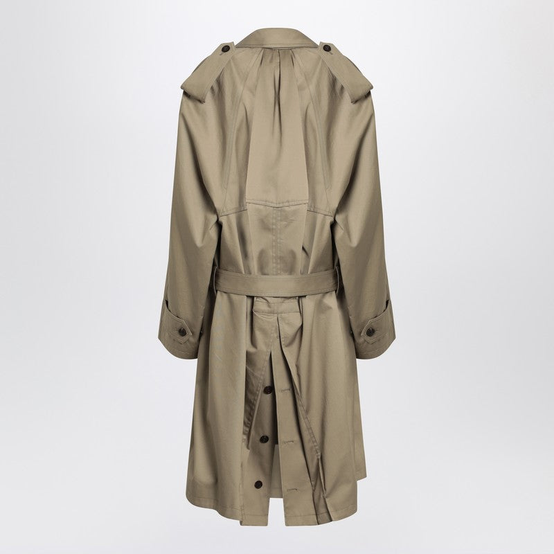 Balenciaga Beige Double-Breasted Cotton Trench Coat Women