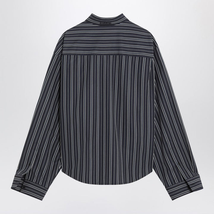 Balenciaga Navy Blue Striped Cotton Shirt Women