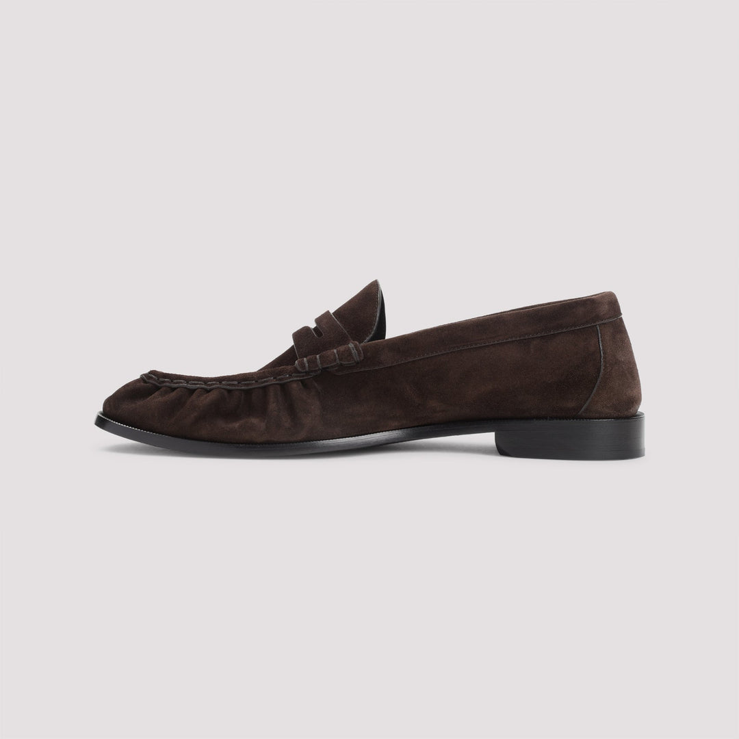 SAINT LAURENT Suede Loafers with Cassandre Detailing
