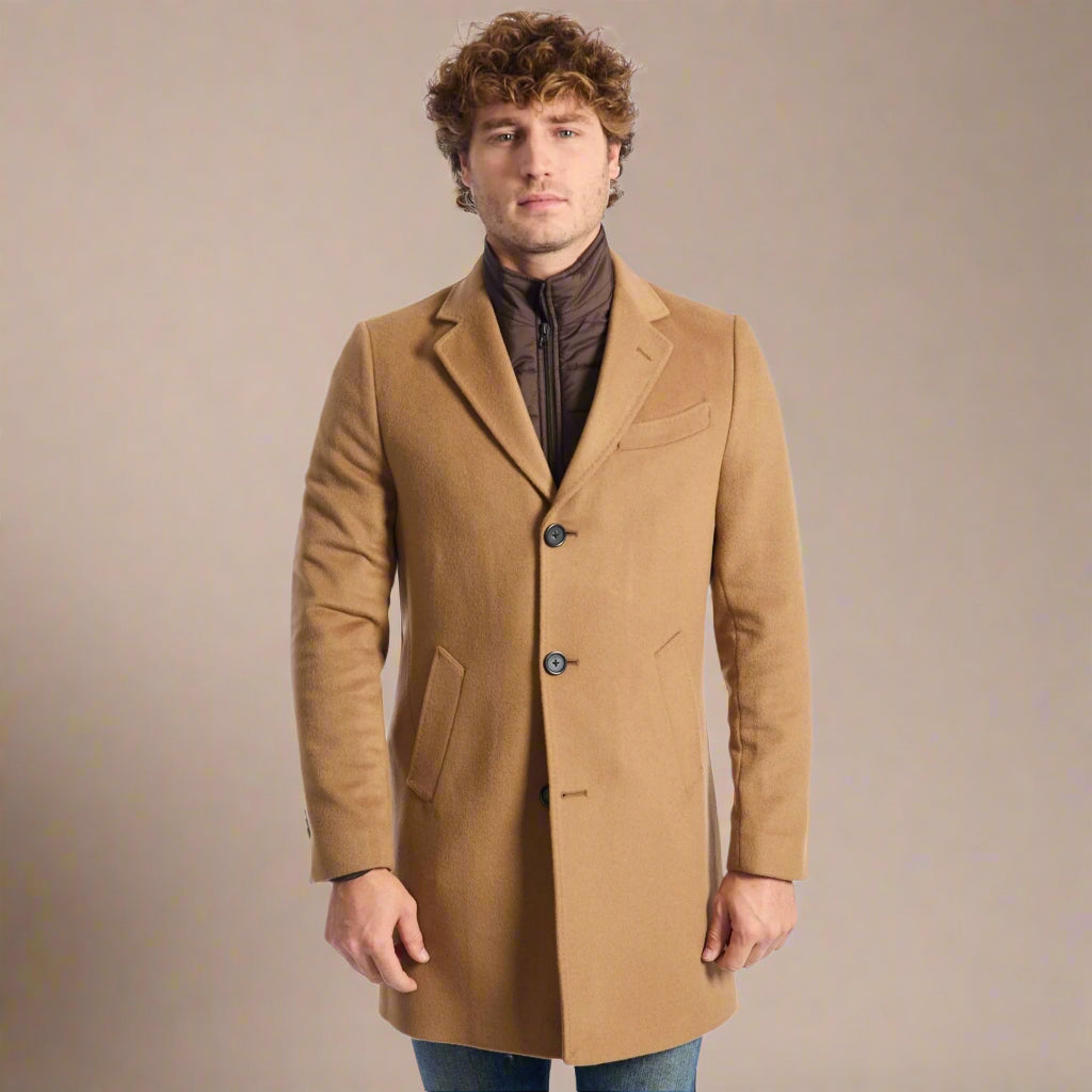 Baldinini Trend men's tan blended Wool Coats