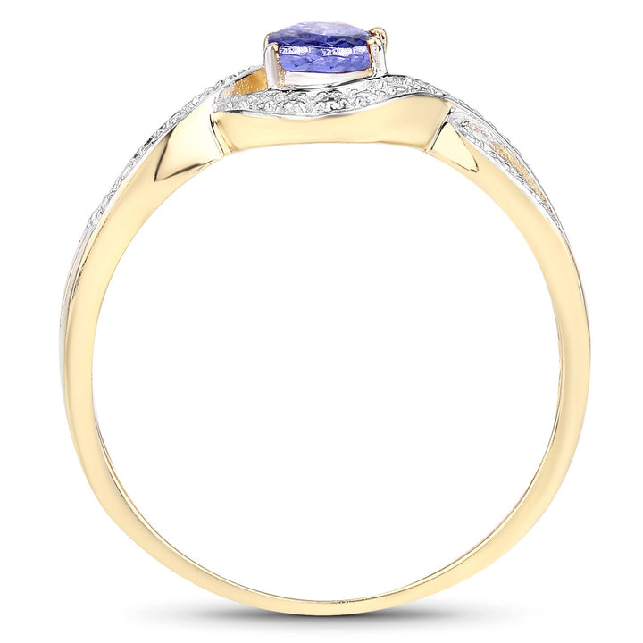 0.75 Carat Genuine Tanzanite .925 Sterling Silver Ring