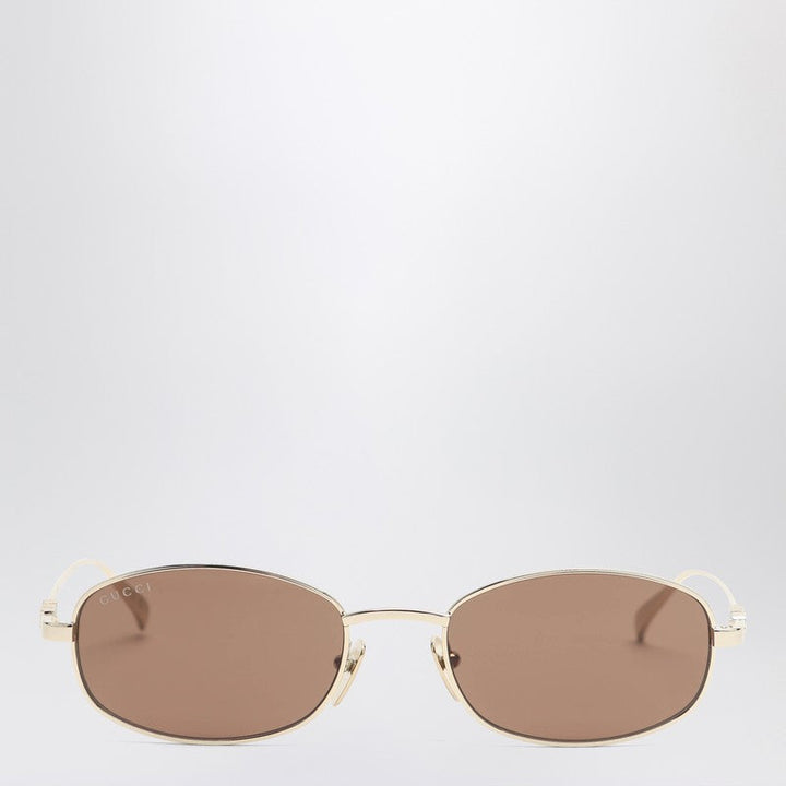 Gucci Oval Gold/Brown Sunglasses Women
