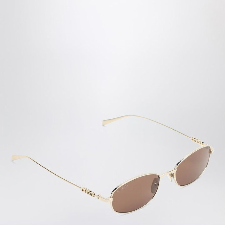 Gucci Oval Gold/Brown Sunglasses Women