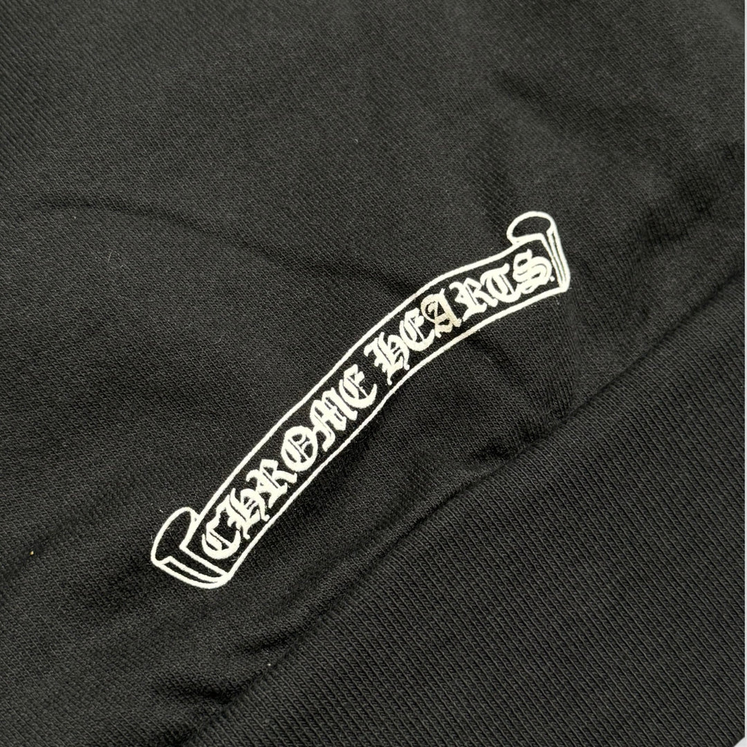 Chrome Hearts Vertical FU Logo Hoodie in Black/White
