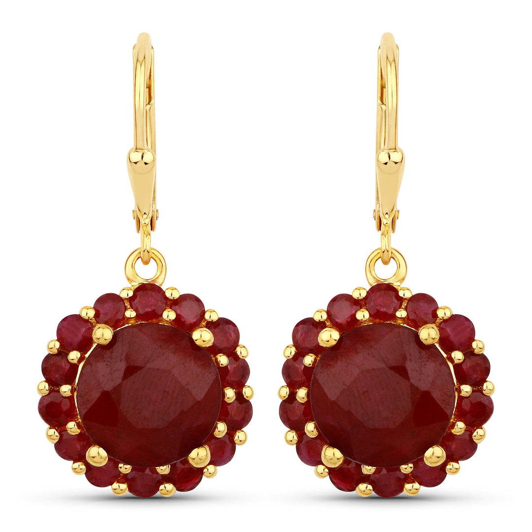 11.37 Carat Dyed Ruby and Ruby .925 Sterling Silver Earrings