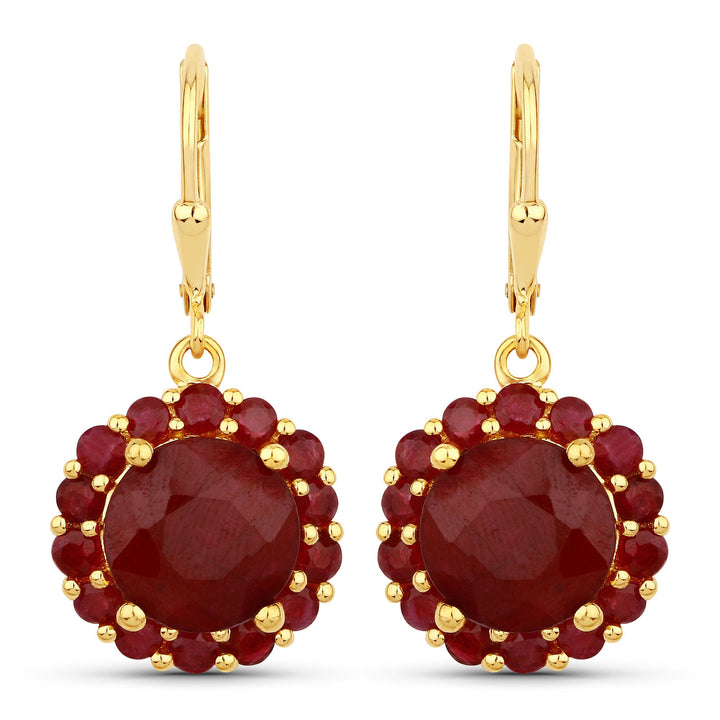 11.37 Carat Dyed Ruby and Ruby .925 Sterling Silver Earrings