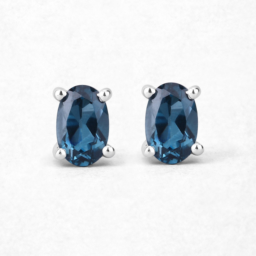 1.08 Carat Genuine London Blue Topaz .925 Sterling Silver Earrings