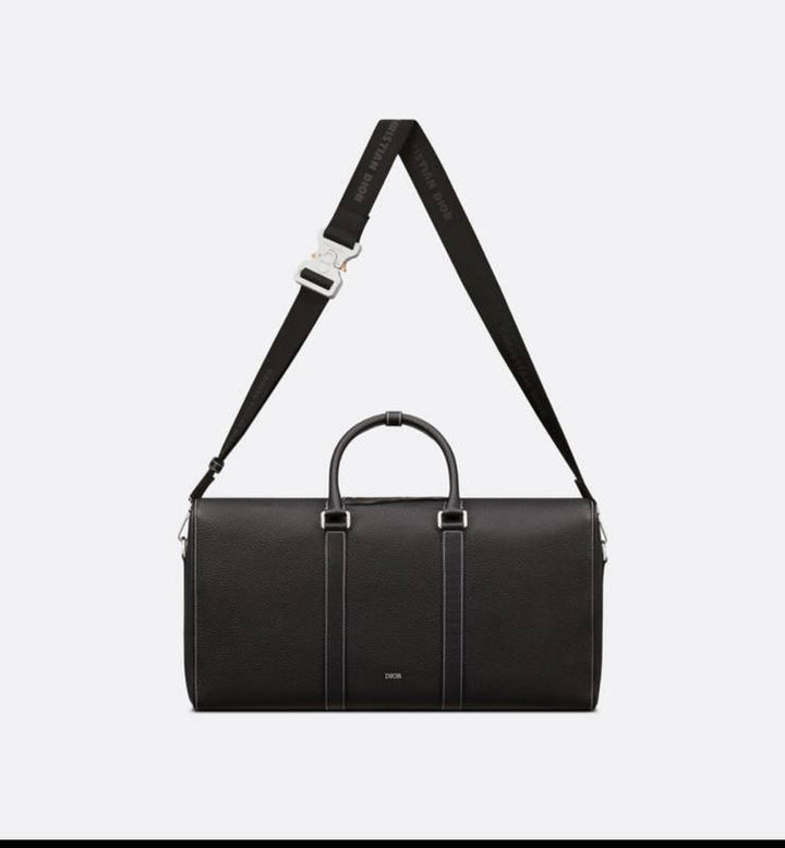 Dior Lingot 50 Duffle Bag In Black Grained Calfskin