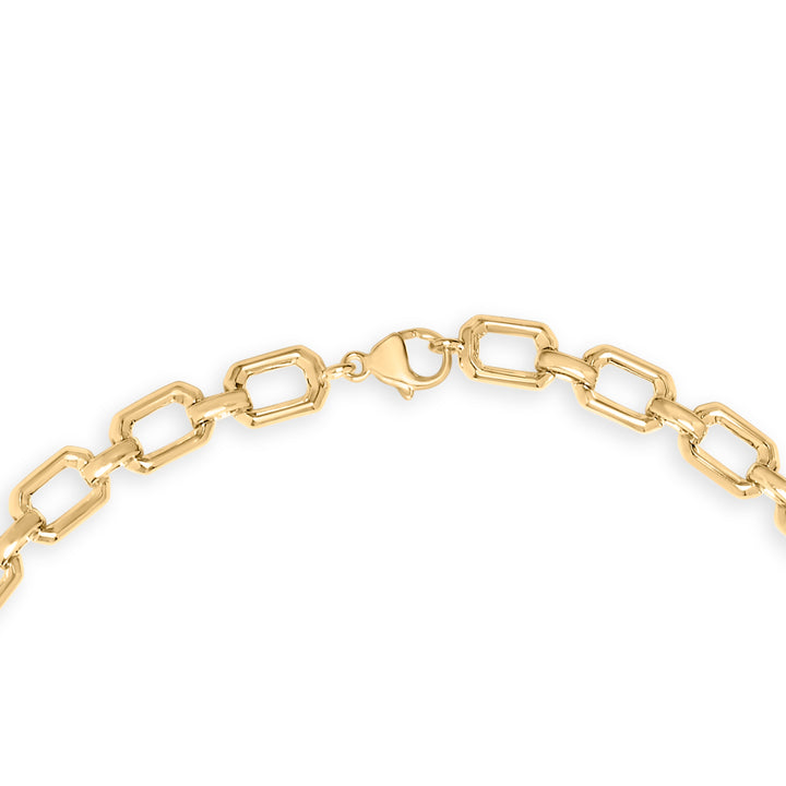 Gold Vermeil .925 Sterling Silver 1/4 Cttw Diamond Bold Octagonal Link Necklace