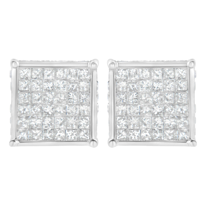 10K White Gold 2ct TDW Princess-Cut Composite Diamond Stud Earring (I-J ,I2-I3)