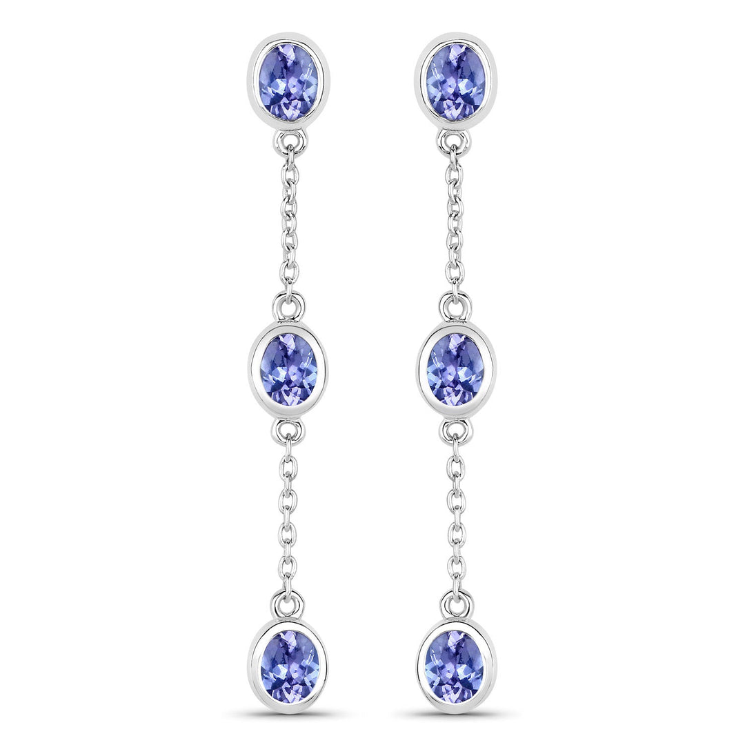 1.98 Carat Genuine Tanzanite .925 Sterling Silver Earrings