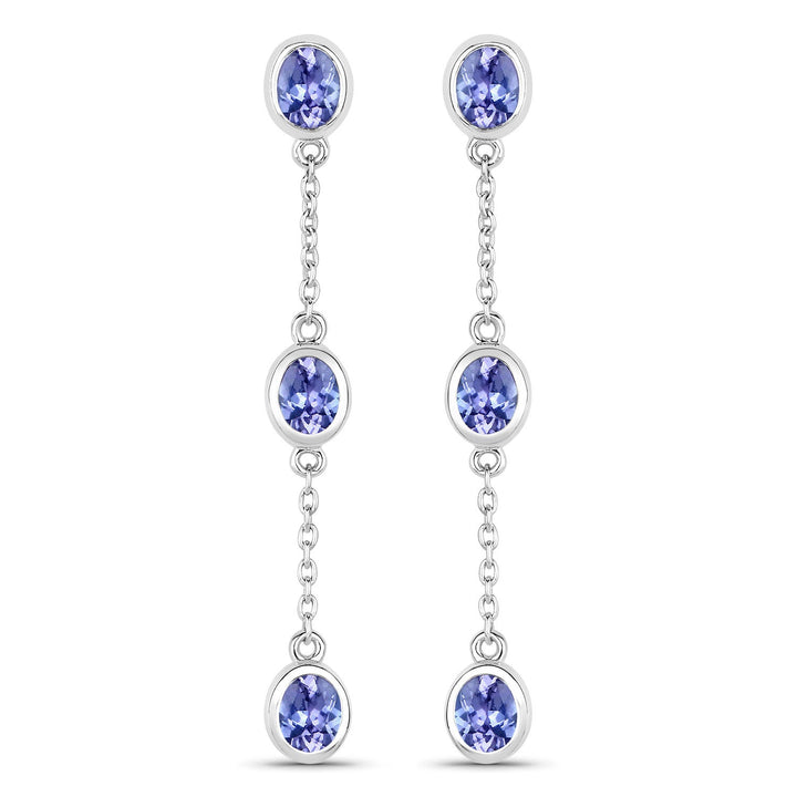 1.98 Carat Genuine Tanzanite .925 Sterling Silver Earrings