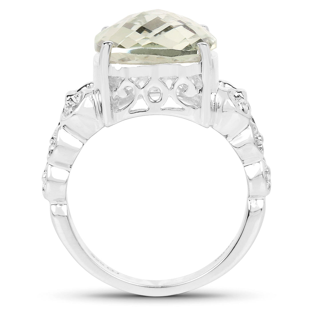6.74 Carat Genuine Green Amethyst .925 Sterling Silver Ring