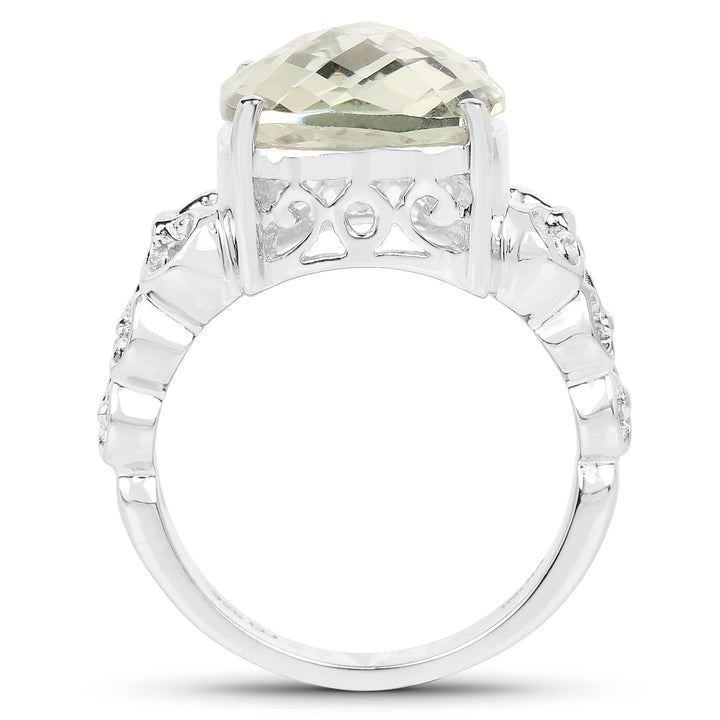 6.74 Carat Genuine Green Amethyst .925 Sterling Silver Ring