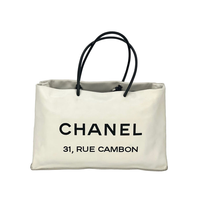 Chanel Essential 31 Rue Cambon Slopping White Leather Tote