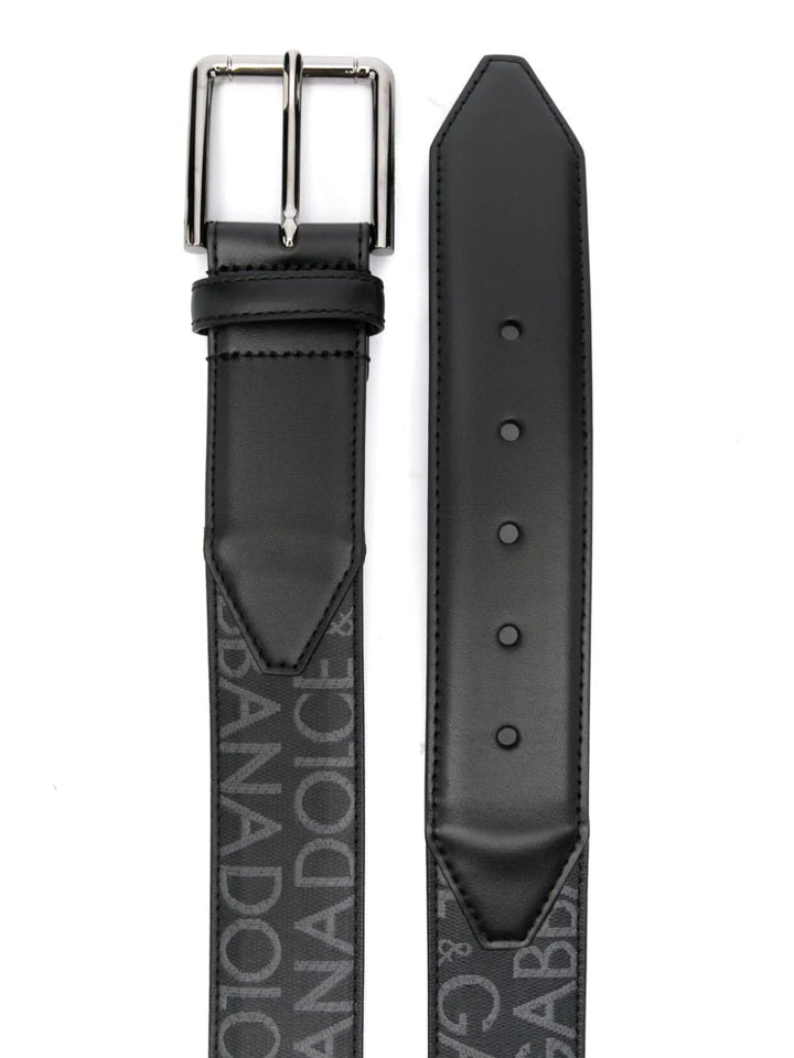 Dolce & Gabbana Men Belt With Buckle Embroidered With Logo