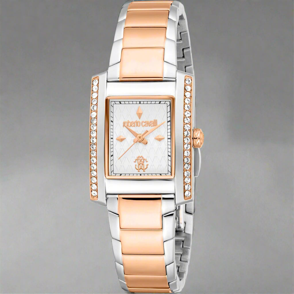 Roberto Cavalli women's two tone analog rhinestone Watches