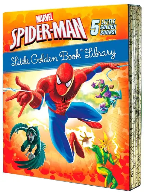 Spider-Man Little Golden Book Library (Marvel): Spider-Man!; Trapped by the Green Goblin; The Big Freeze!; High Voltage!; Night of the Vulture! - Hardcover
