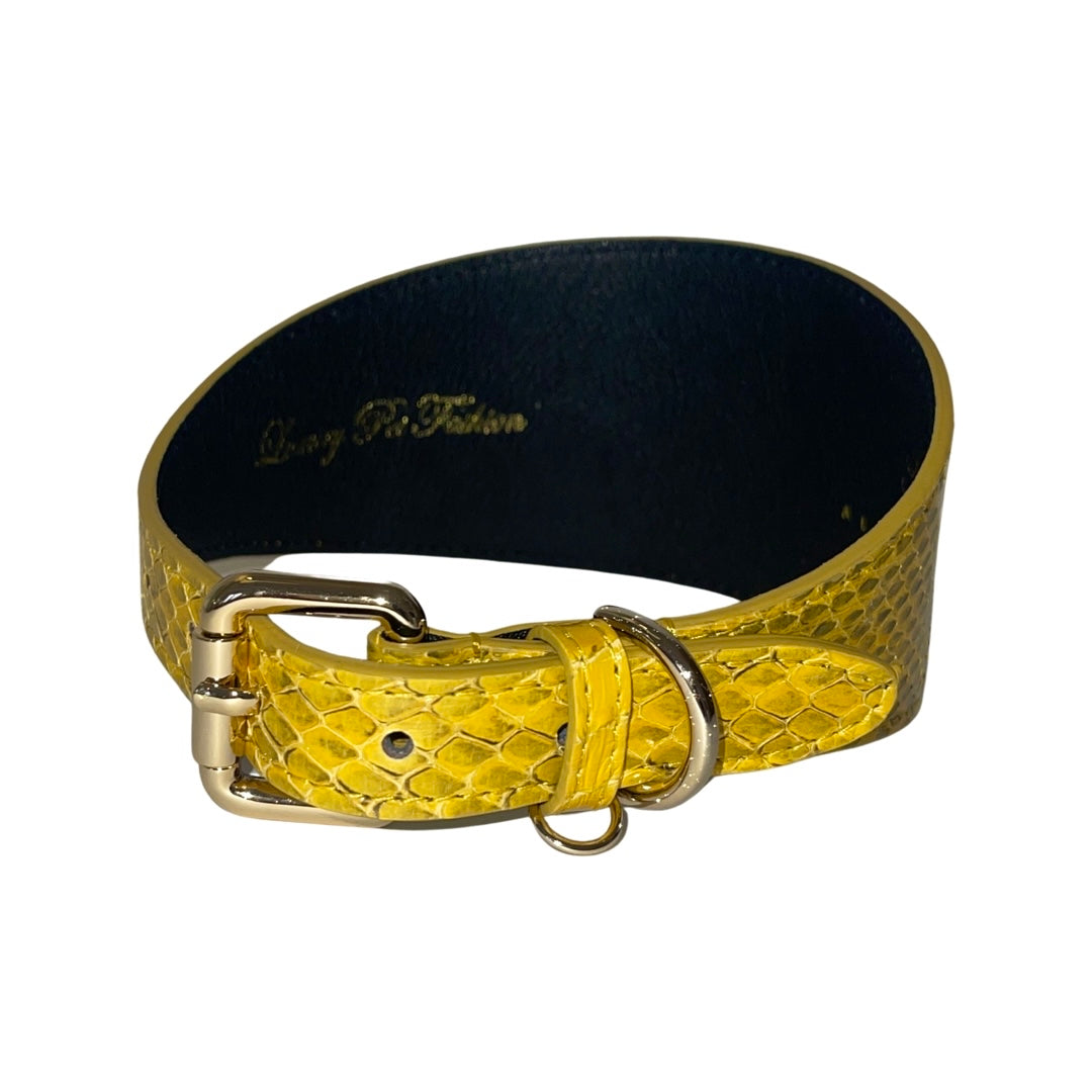 Mustard Yellow &amp; Black Snake 3” Wide Style Collar