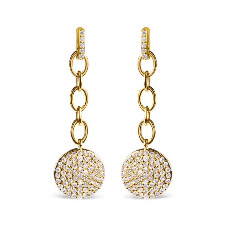 18K Yellow Gold Plated .925 Sterling Silver 1.0 Cttw Diamond Composite Cluster Dangle Chain Earrings (I-J Color, I1-I2 Clarity)