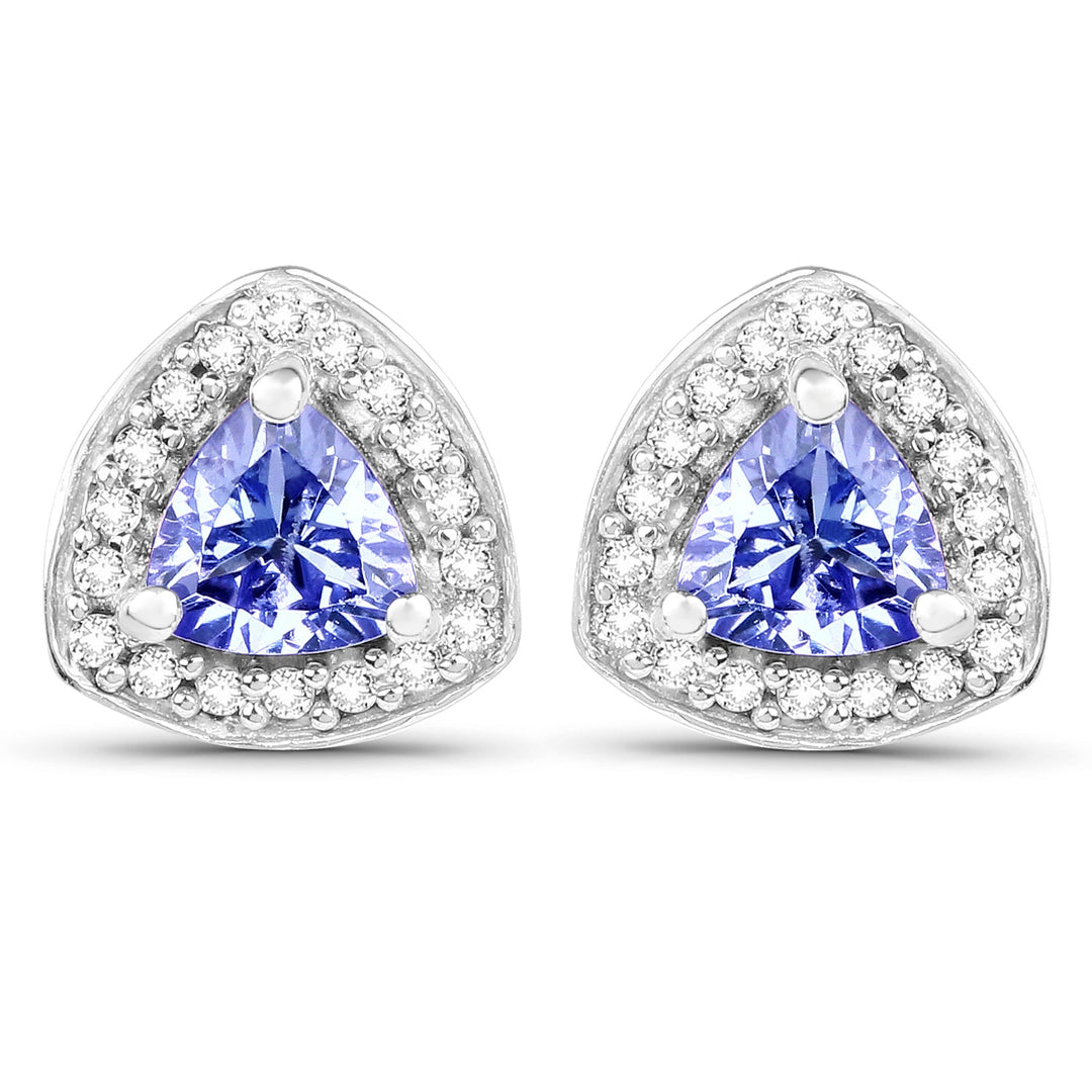 3.22 Carat Genuine Tanzanite &amp; White Topaz .925 Sterling Silver Ring