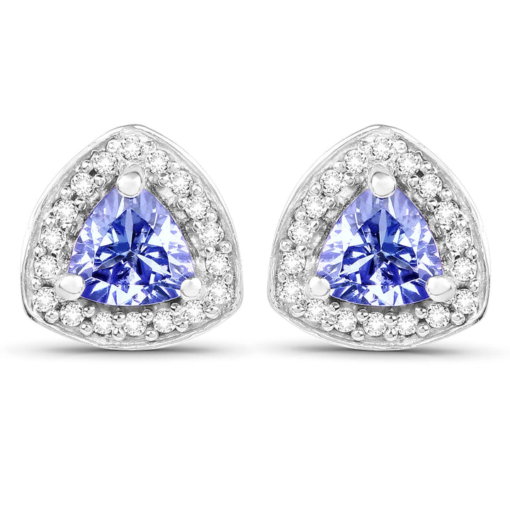 3.22 Carat Genuine Tanzanite &amp; White Topaz .925 Sterling Silver Ring