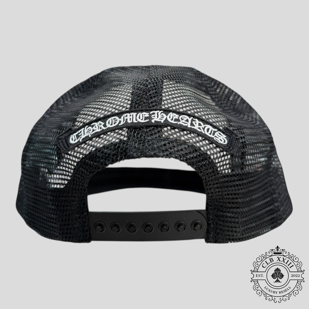 Chrome Hearts Triple Cross Trucker Hat in White/Red/Blue