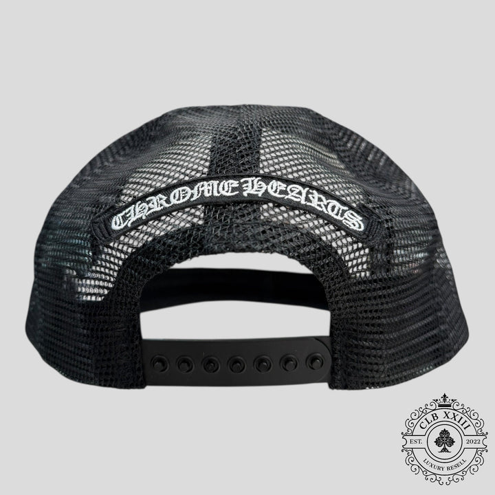 Chrome Hearts Triple Cross Trucker Hat in White/Red/Blue