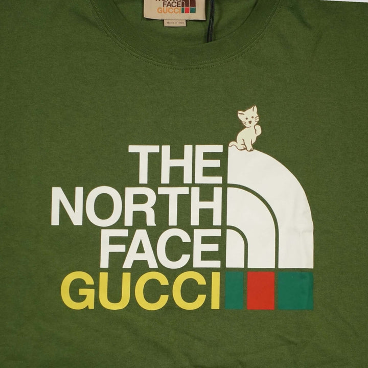 Gucci X The North Face Cat Print Tee in Green
