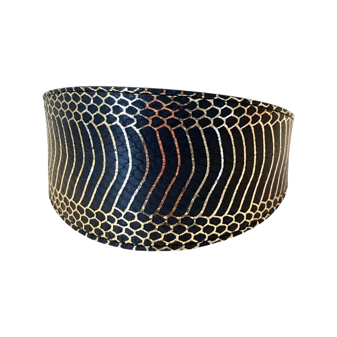 Gold &amp; Black Snake 3” Wide Style Gatsby Collar