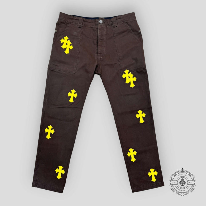 Chrome Hearts Yellow Cross Patch Carpenter Pants