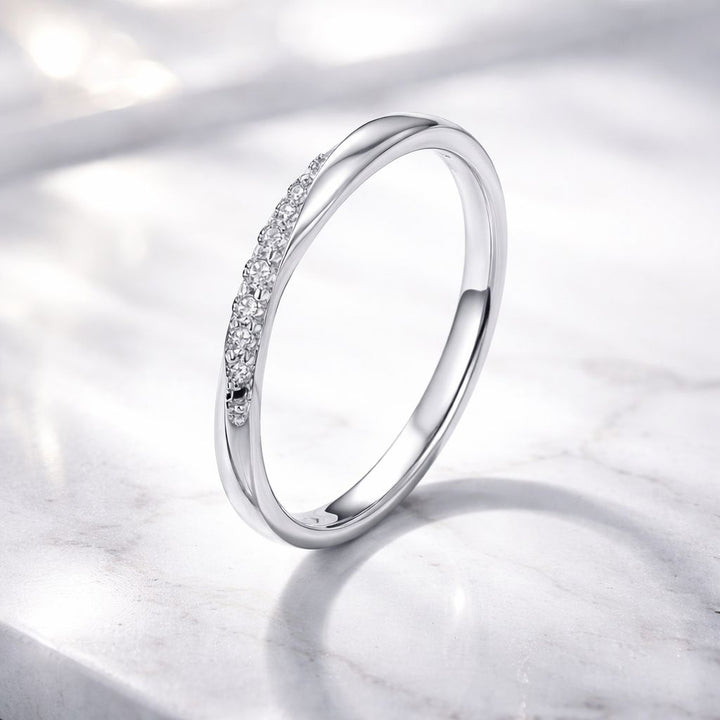 925 Sterling Silver Pavé Set CZ Platinum Plated Ring Size 6 for Women