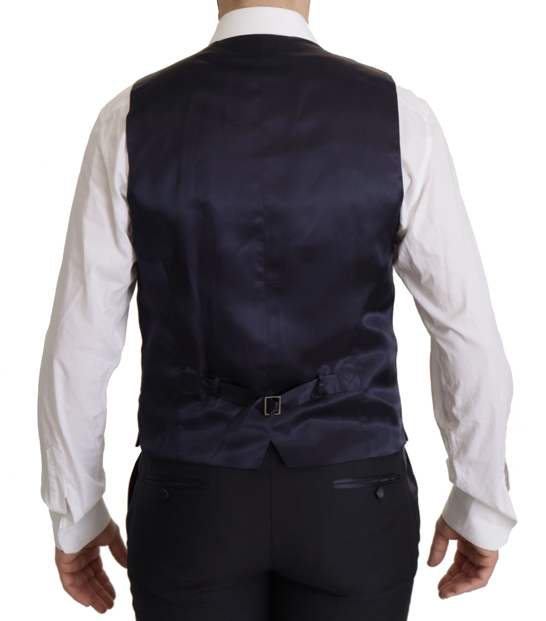 DOLCE & GABBANA Elegant Black Three-Piece Wool Blend Suit