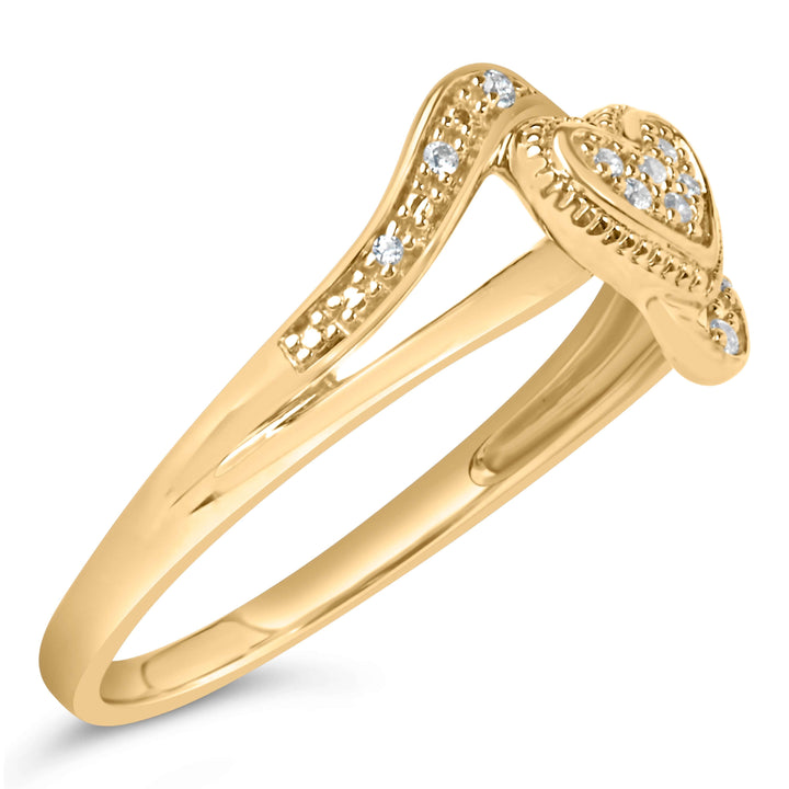 14K Yellow Gold Plated .925 Sterling Silver Diamond Accent Filigree Heart Promise Ring (I-J Color, I3 Clarity)- Size 7